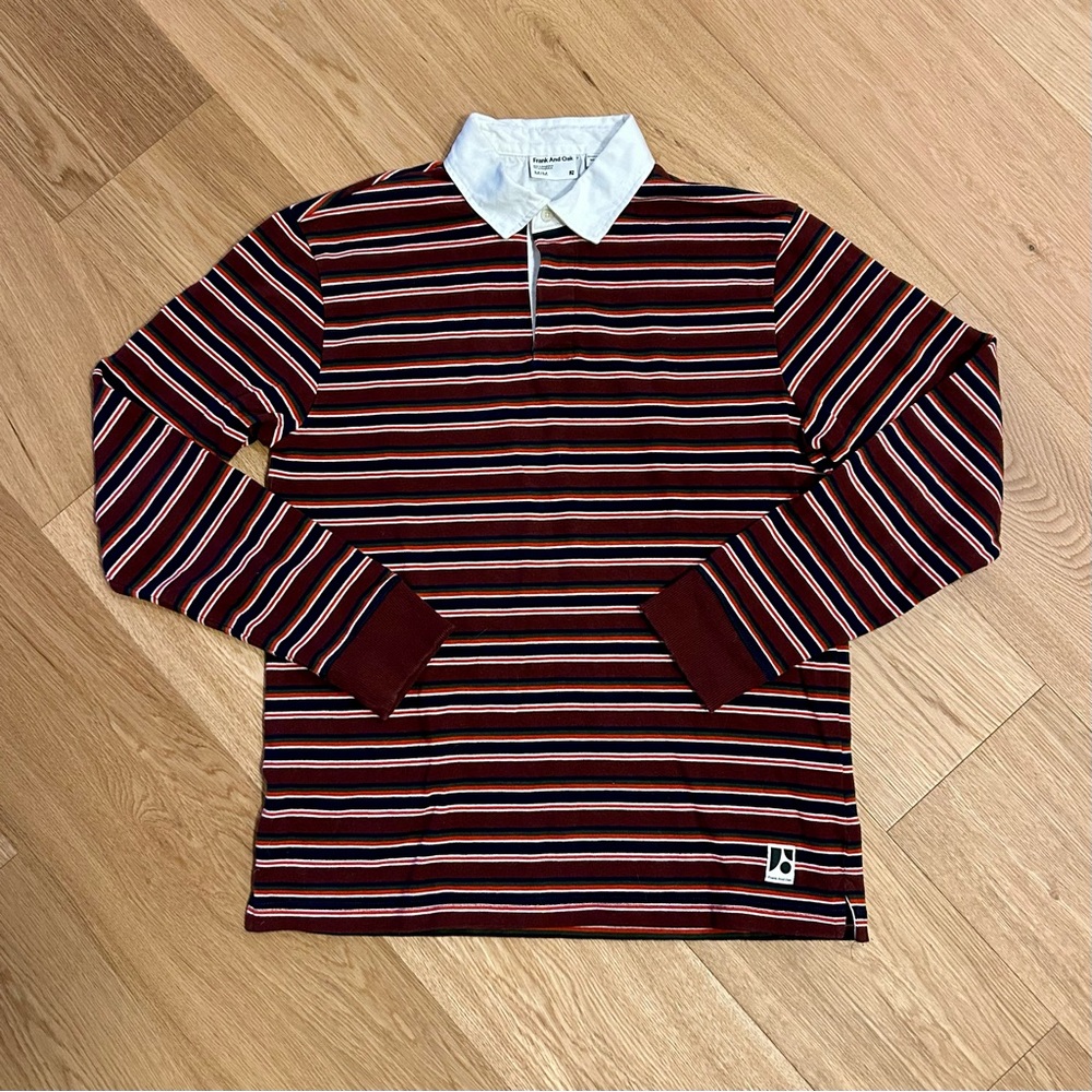 Frank and Oak Striped Long Sleeve Rugby Polo Shirt